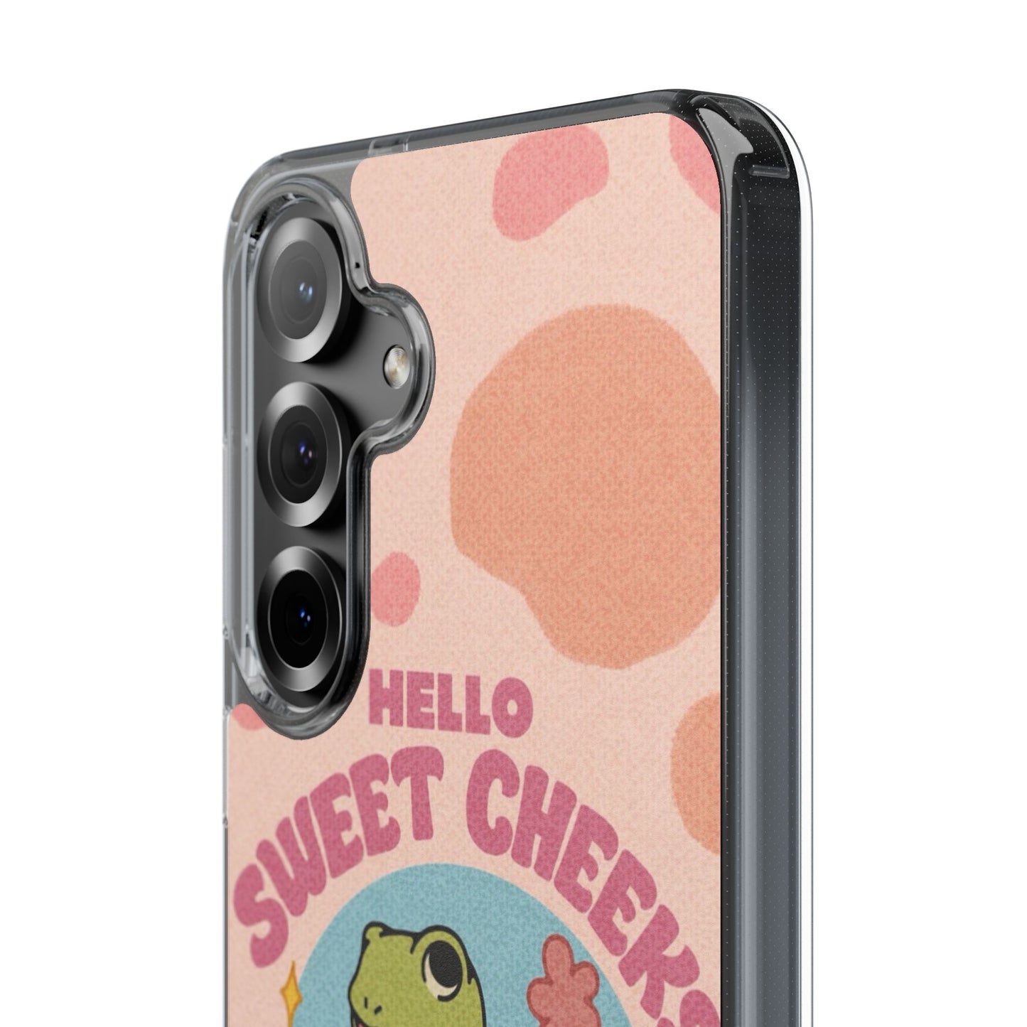Clear Impact Phone Case — "Hello Sweet Cheeks" Retro Frog Design