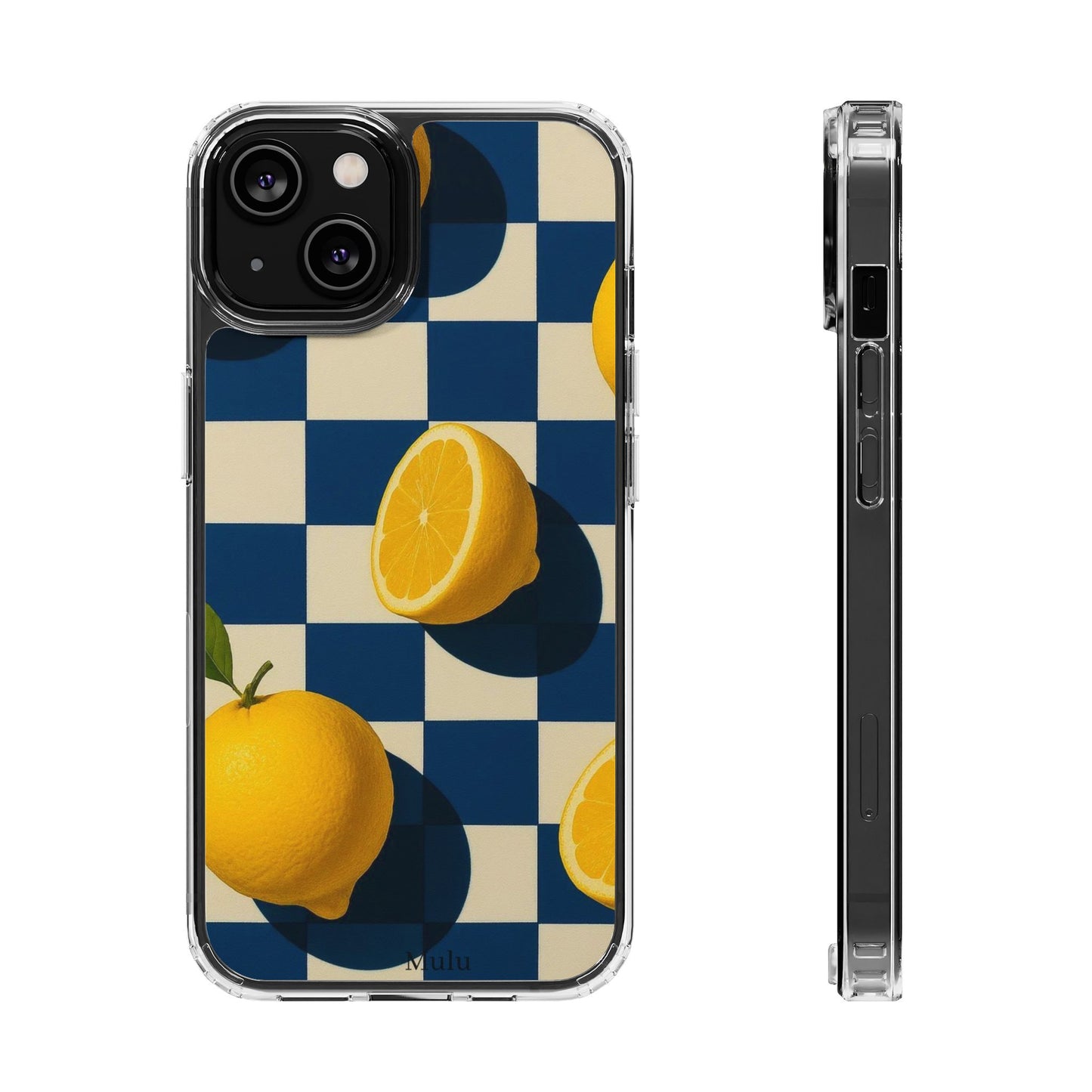 Clear Impact-Resistant Case — Retro Checkered Lemons Phone Case