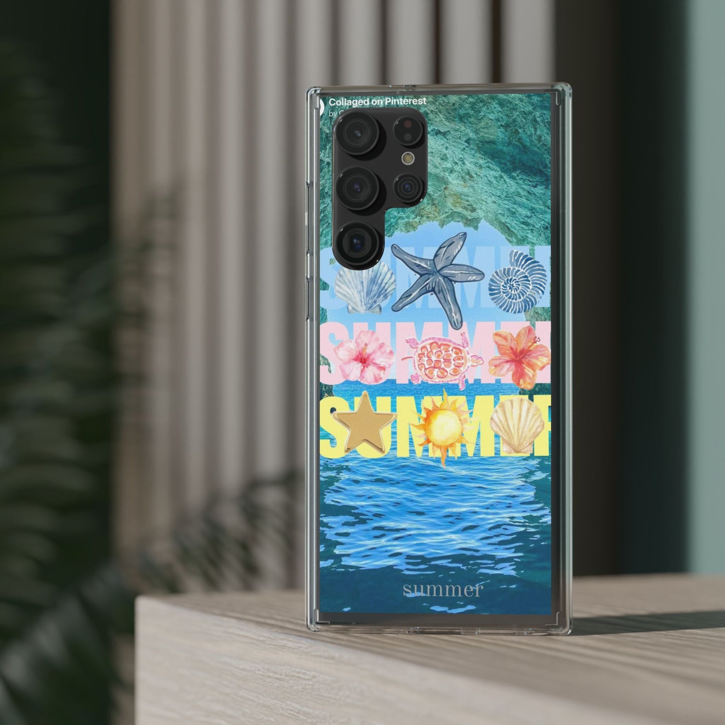 Clear Summer Beach Phone Case — Impact‑Resistant Tropical Design