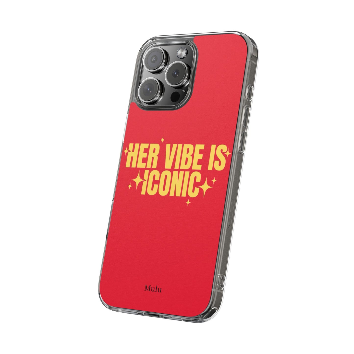 Clear Impact-Resistant Phone Case — "Her Vibe Is Iconic" Red Protective Cover