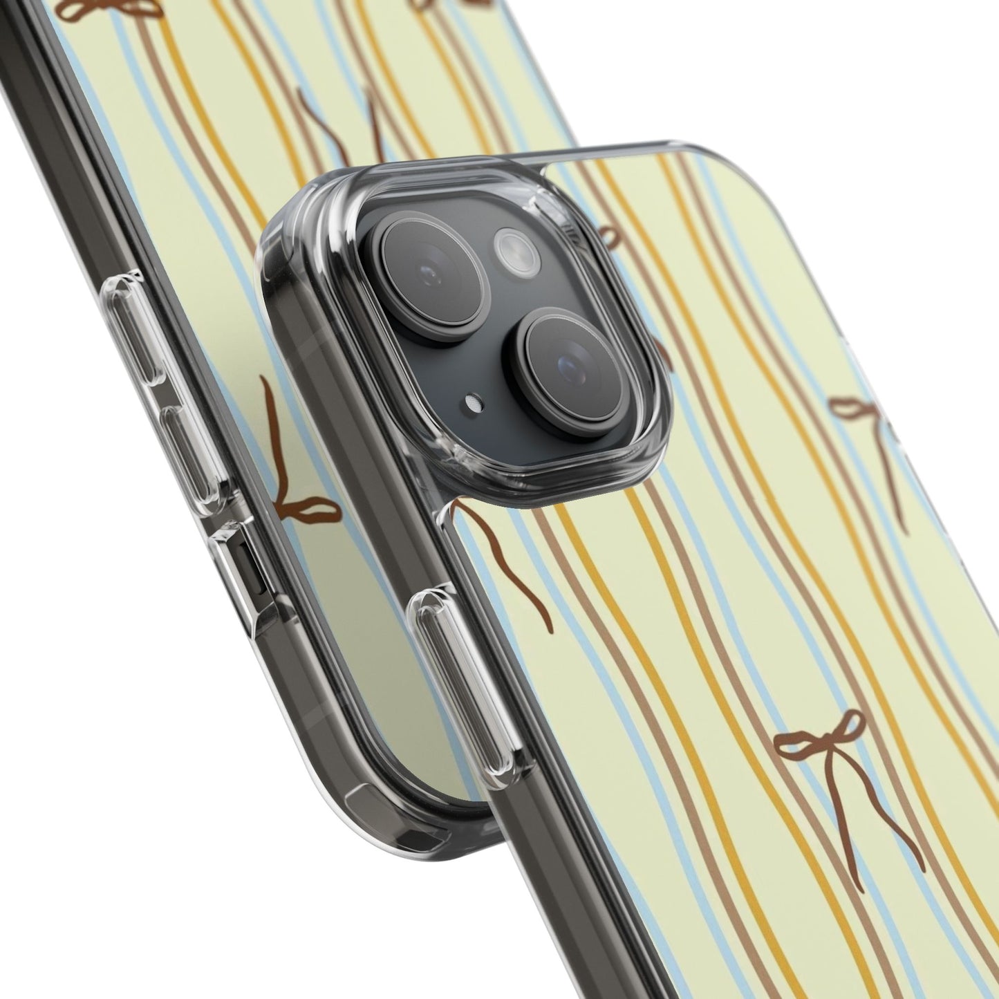 Ballet Ribbon Stripe Clear Impact Phone Case — Pastel Yellow Protective Cover