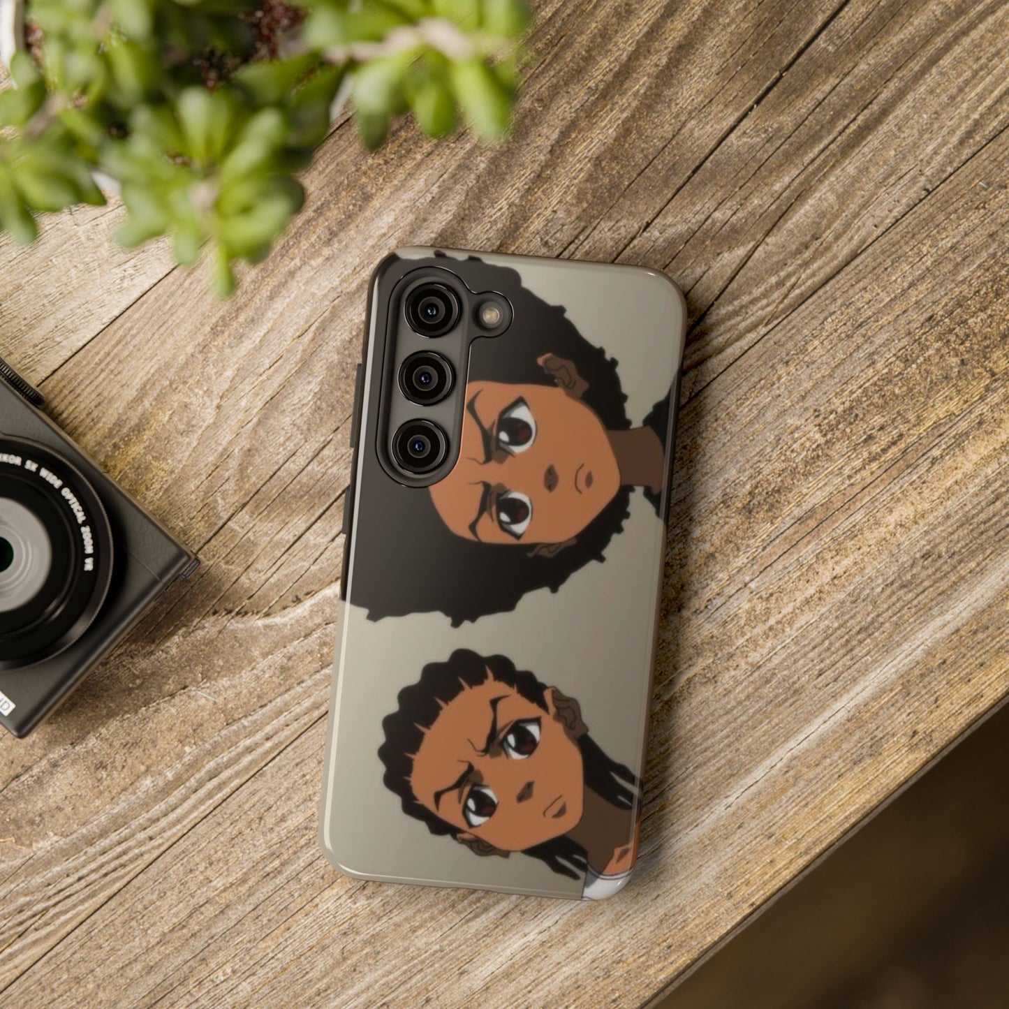 Tough Phone Case — Afro Anime Duo Face Design, Protective Shockproof Cover