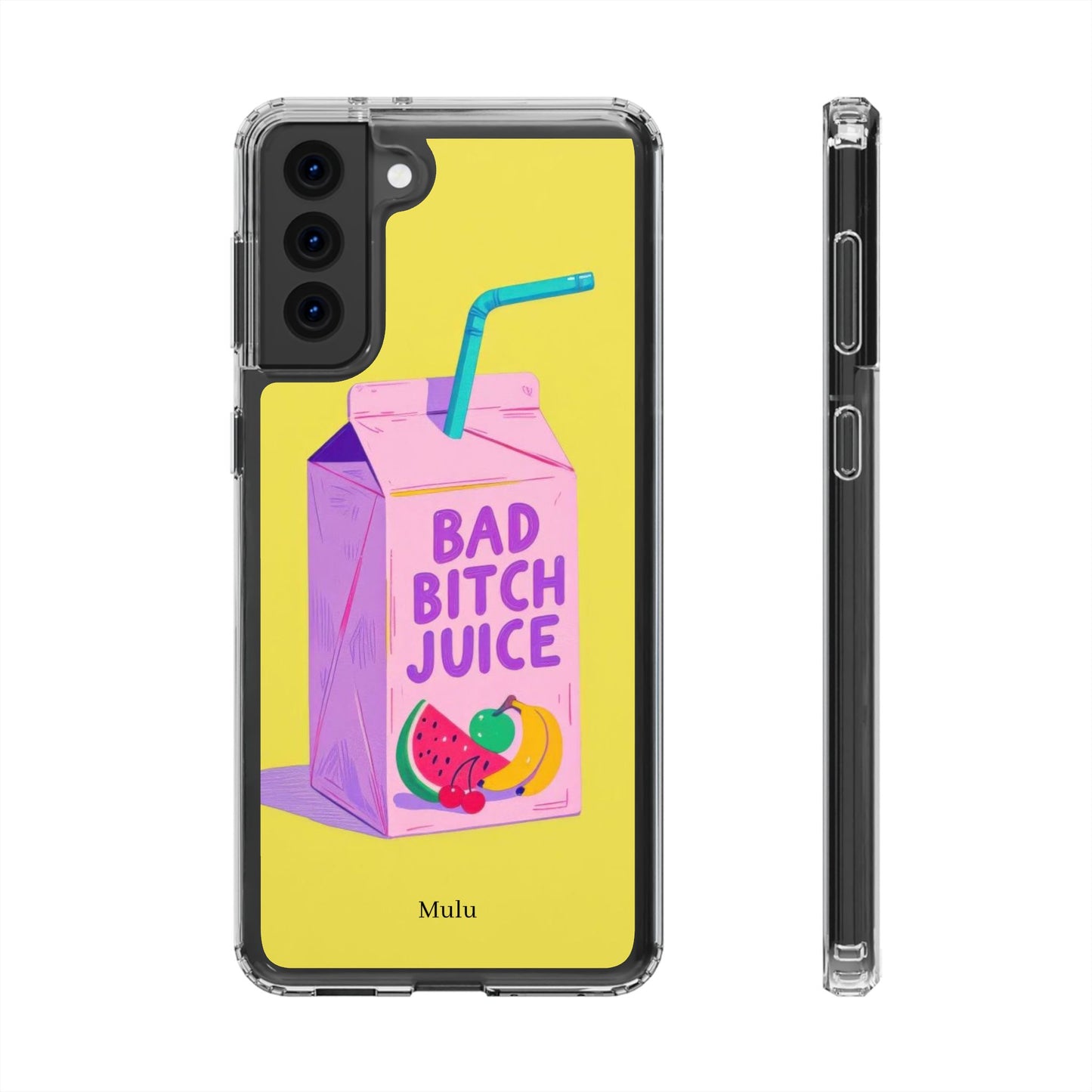 Clear Impact-Resistant Phone Case — "Bad Bitch Juice" Cartoon Juice Box Design