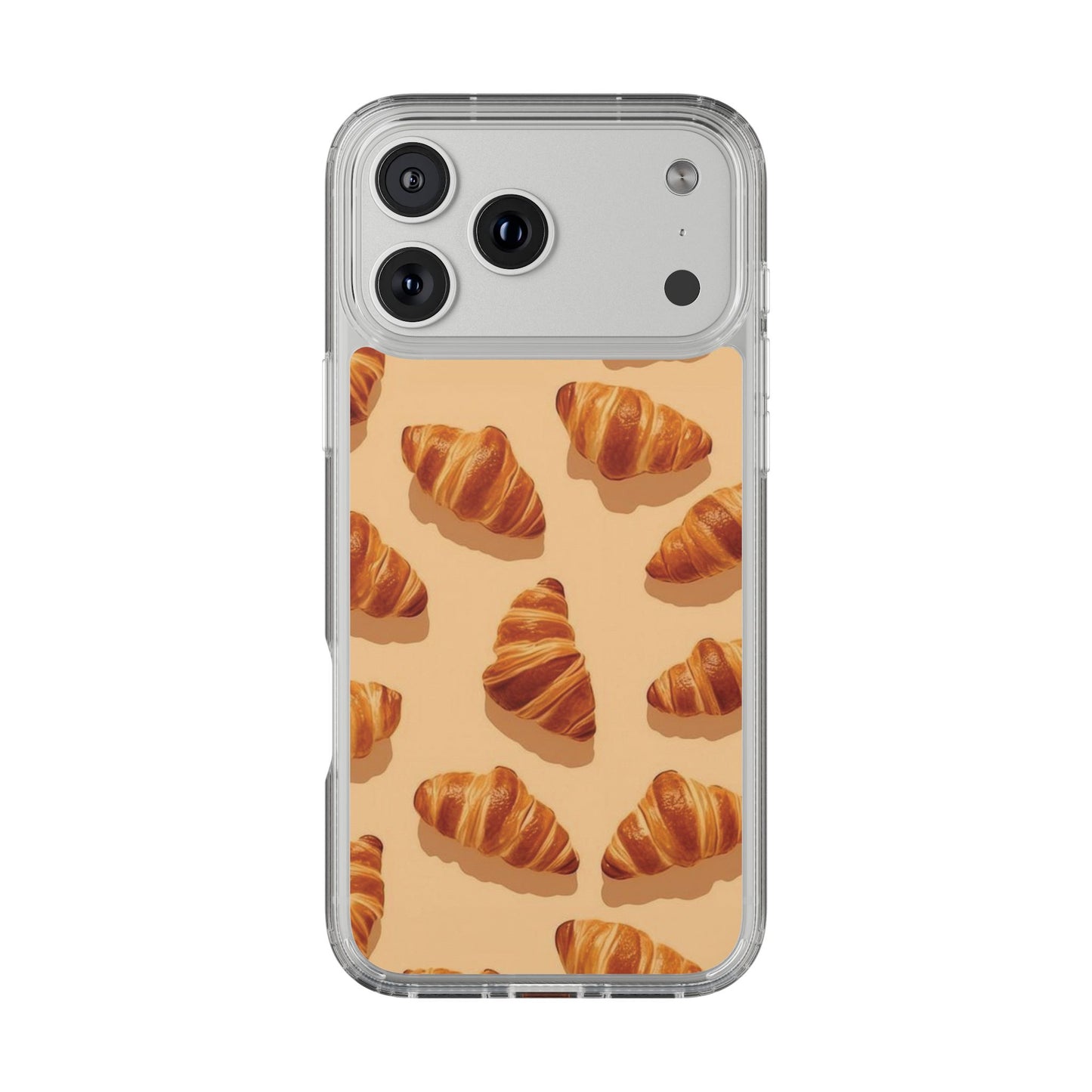 Croissant Pattern Clear Phone Case — Bakery-themed Transparent iPhone Cover