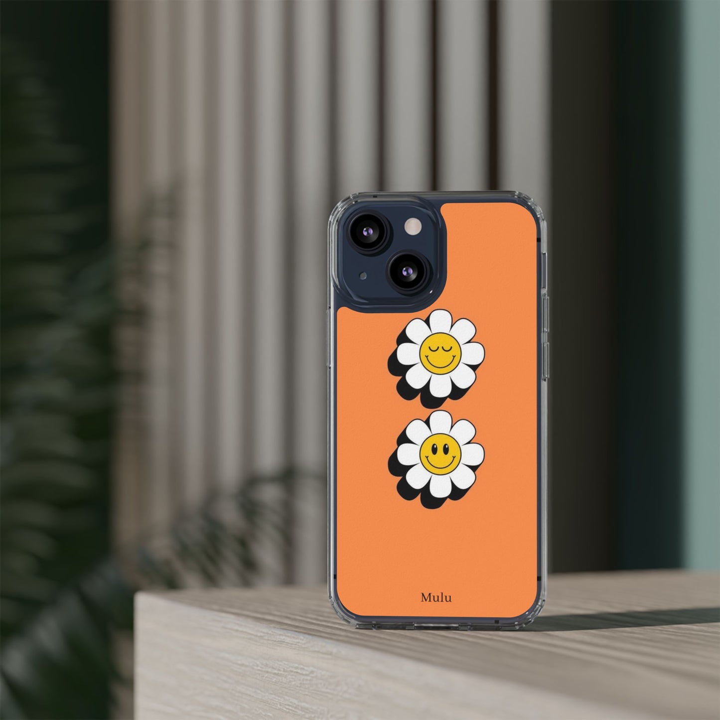 Phone Case — Orange Smiley Daisy Clear Impact‑Resistant Case