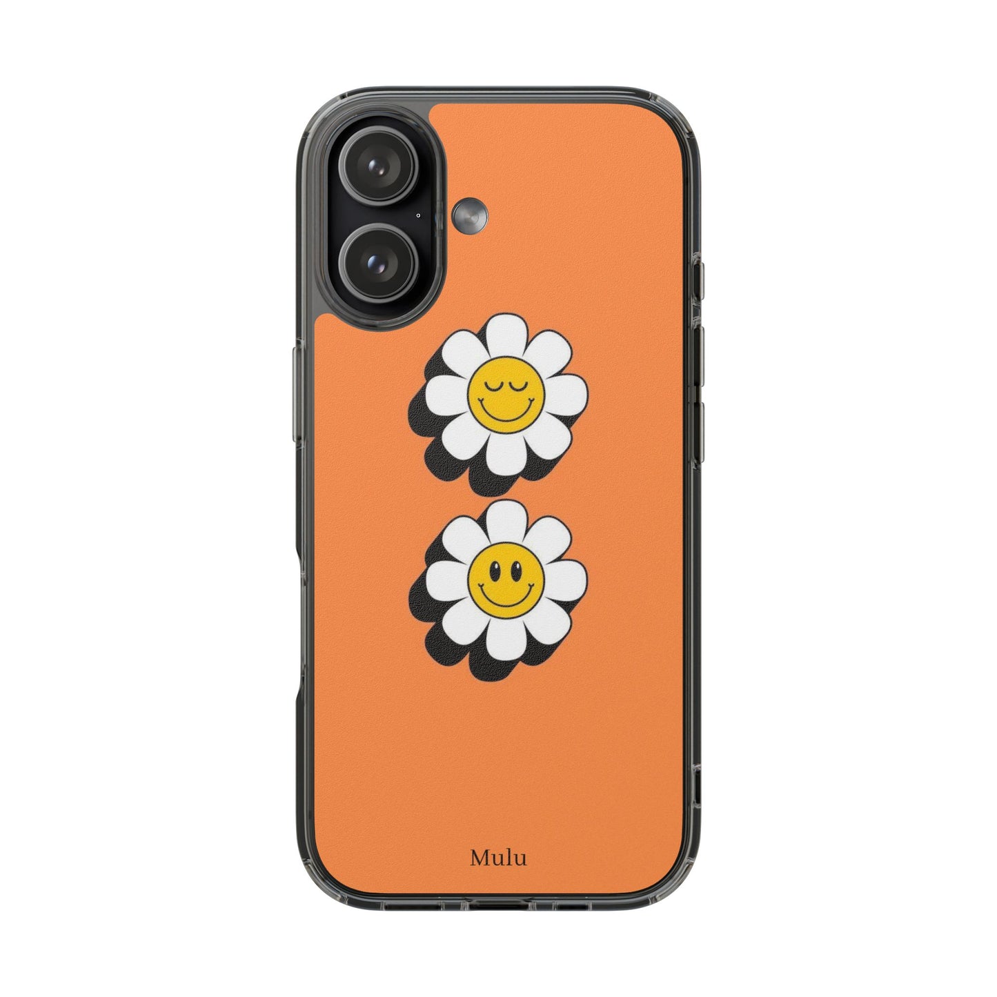 Phone Case — Orange Smiley Daisy Clear Impact‑Resistant Case
