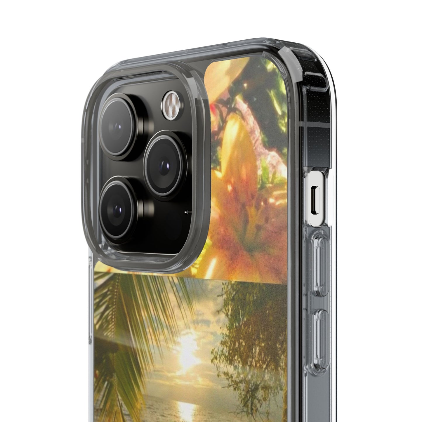 Tropical Sunset Phone Case — Floral Surfboard Clear iPhone Case