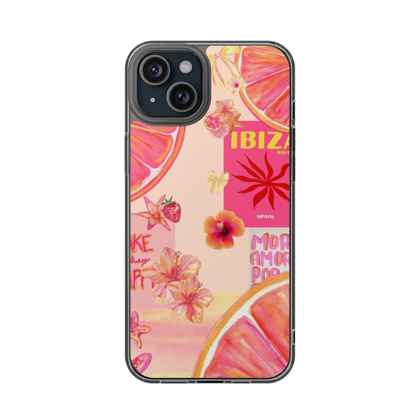 Clear Impact Phone Case — Pink Ibiza Citrus Floral Design