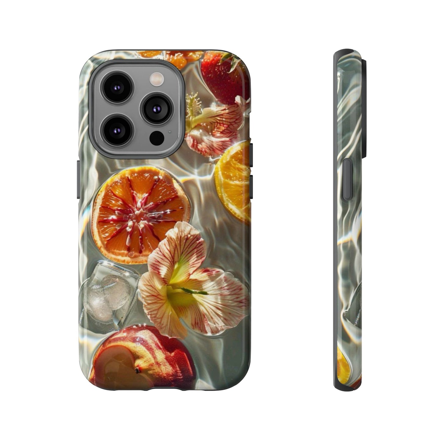 Citrus & Hibiscus Protective Phone Case – Summer Fruit Water Print Tough Case