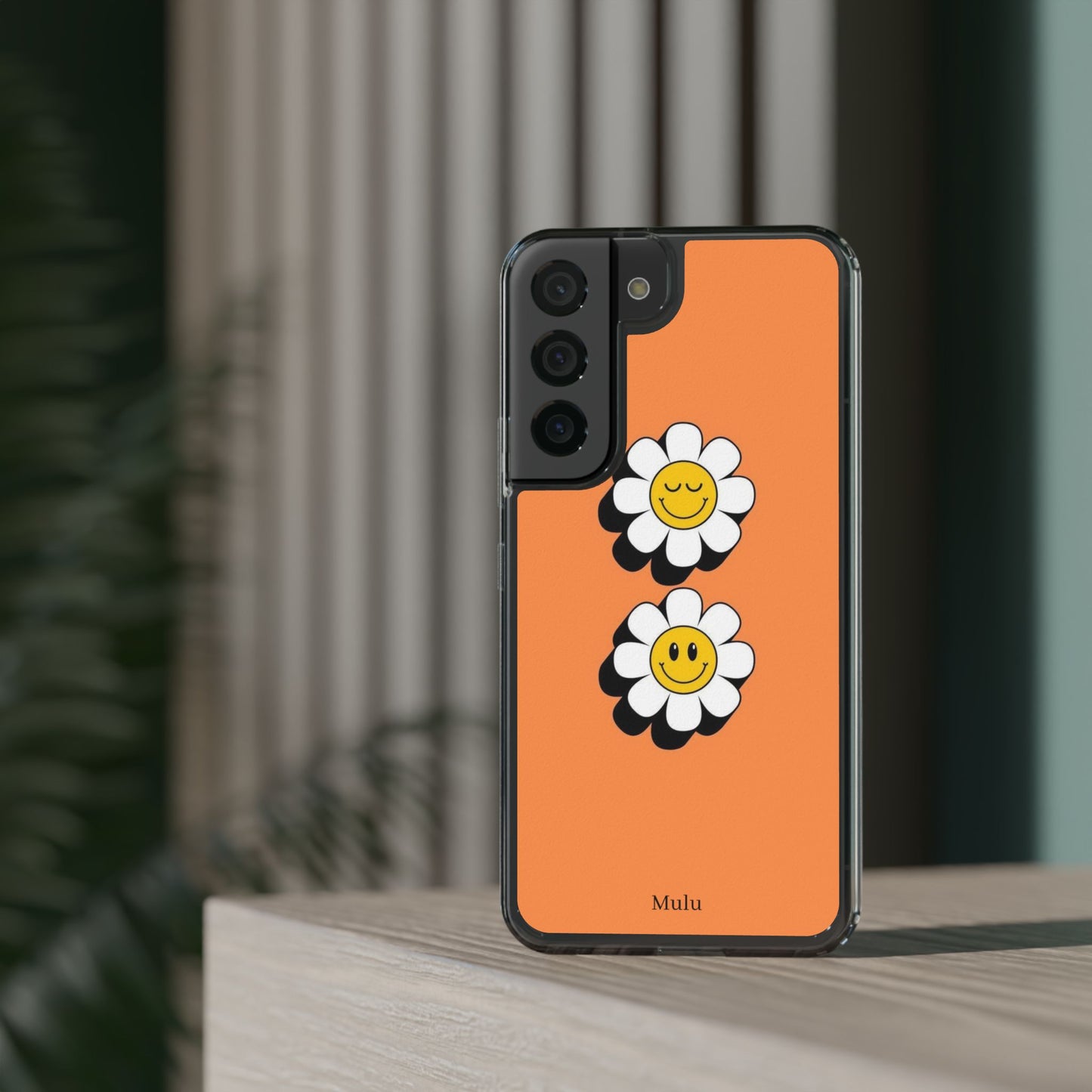 Phone Case — Orange Smiley Daisy Clear Impact‑Resistant Case