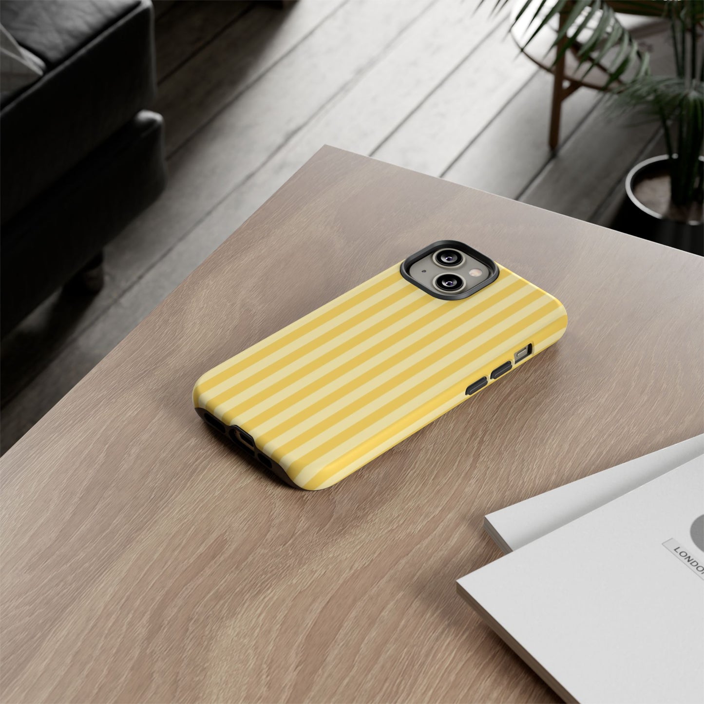 Yellow Stripe Tough Phone Case — Durable Protective iPhone Cover