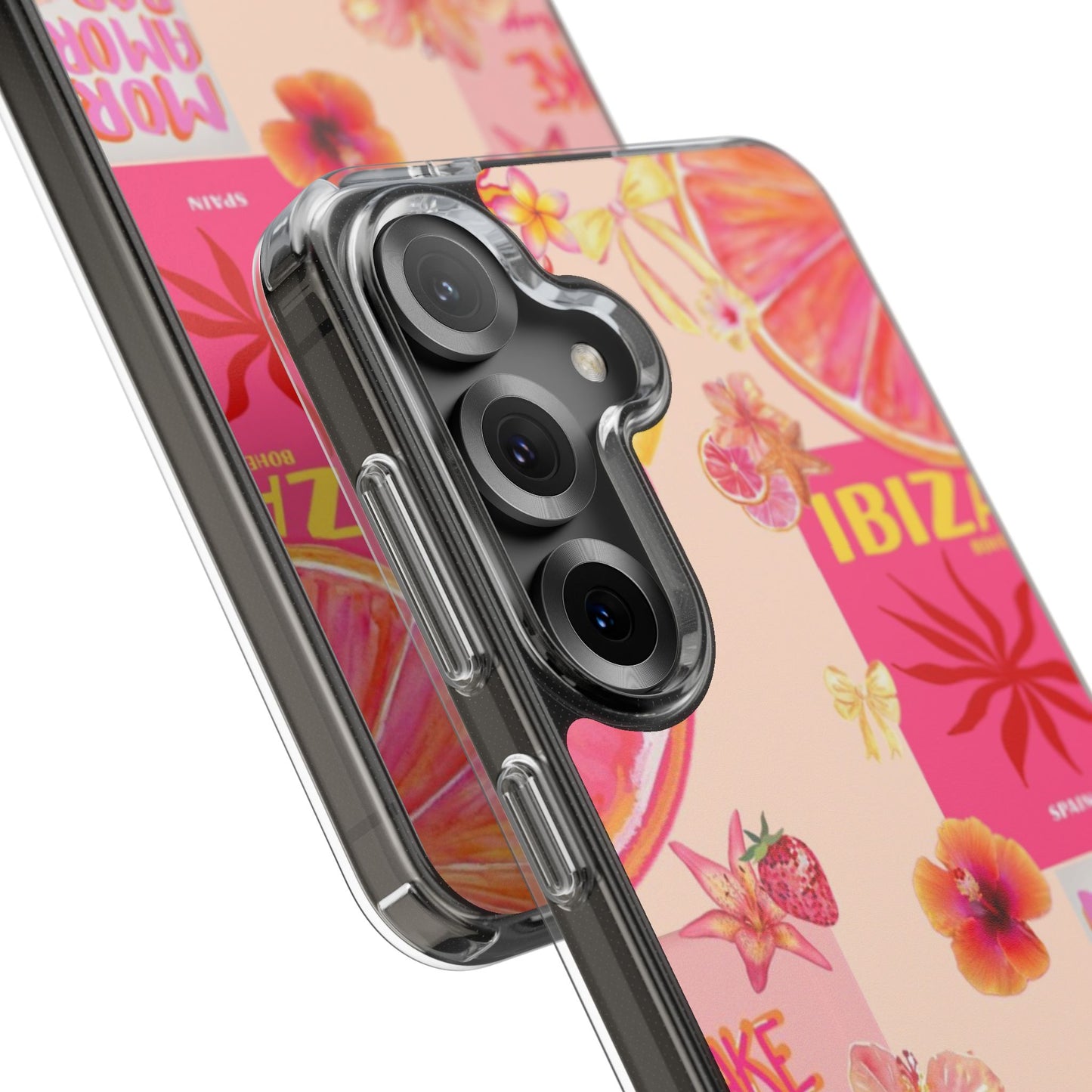 Clear Impact Phone Case — Pink Ibiza Citrus Floral Design