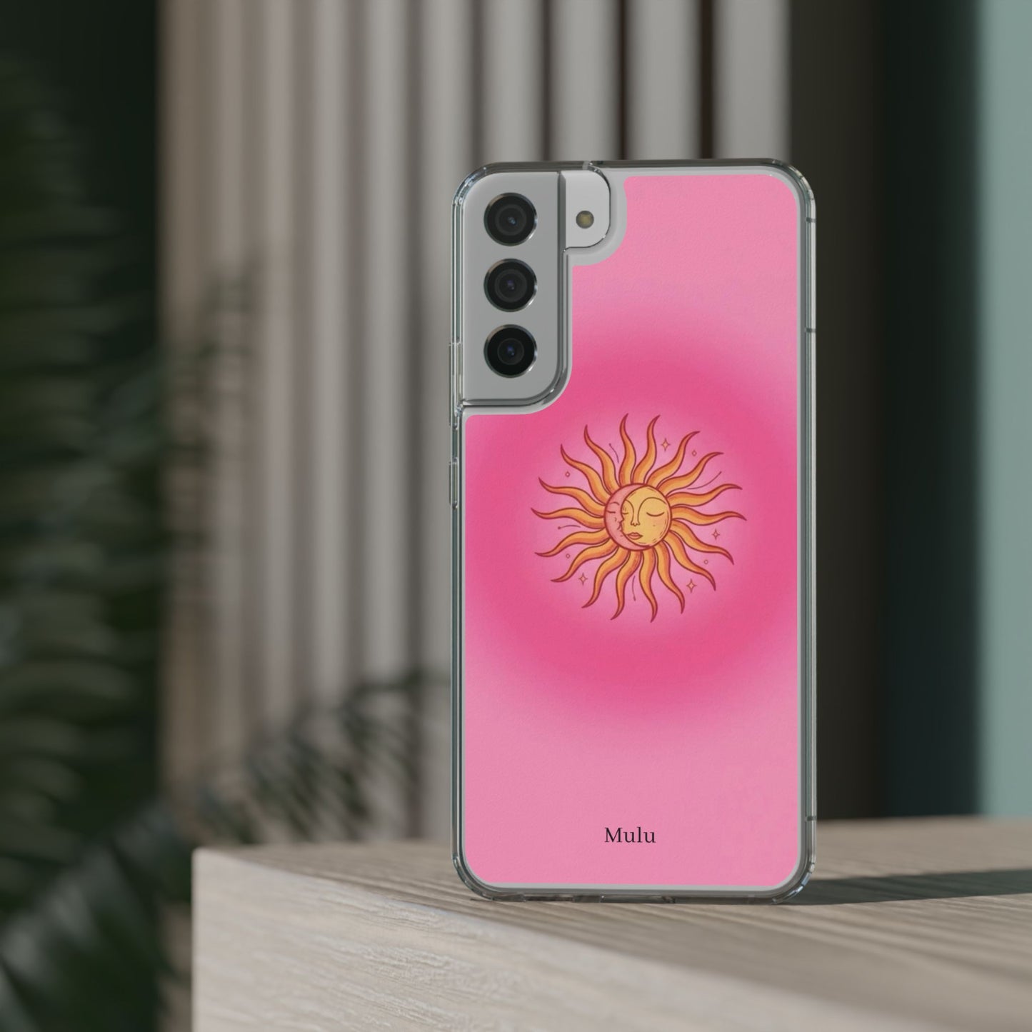 Pink Sun Phone Case — Radiant Sunburst Impact-Resistant Clear Case