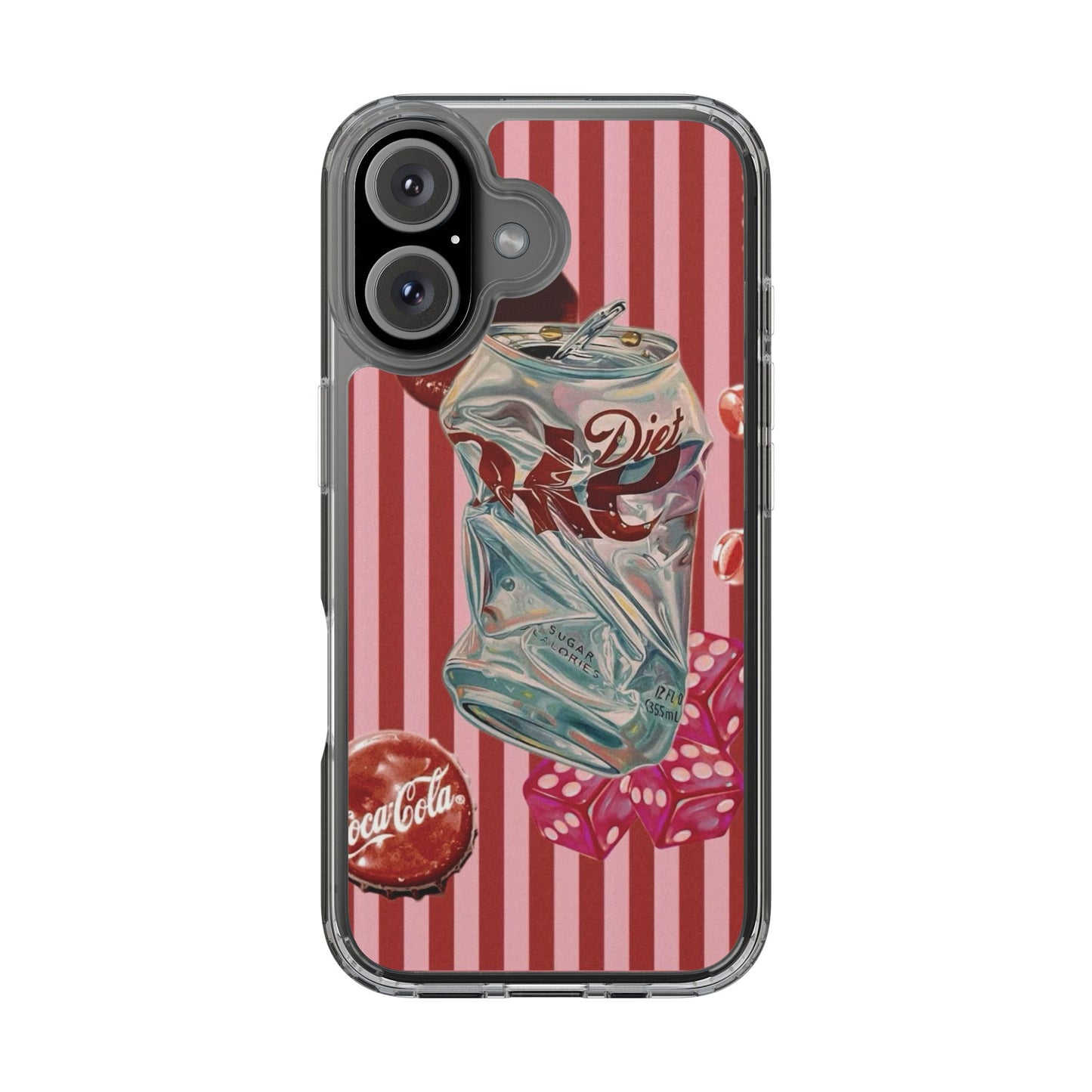 Diet Cola Crush Clear Phone Case – Retro Soda Pop Design