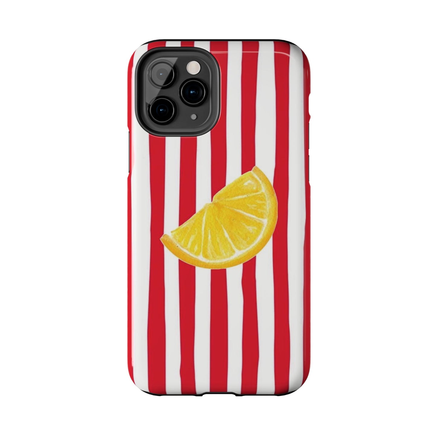 Lemon Slice Red & White Stripe Tough Phone Case