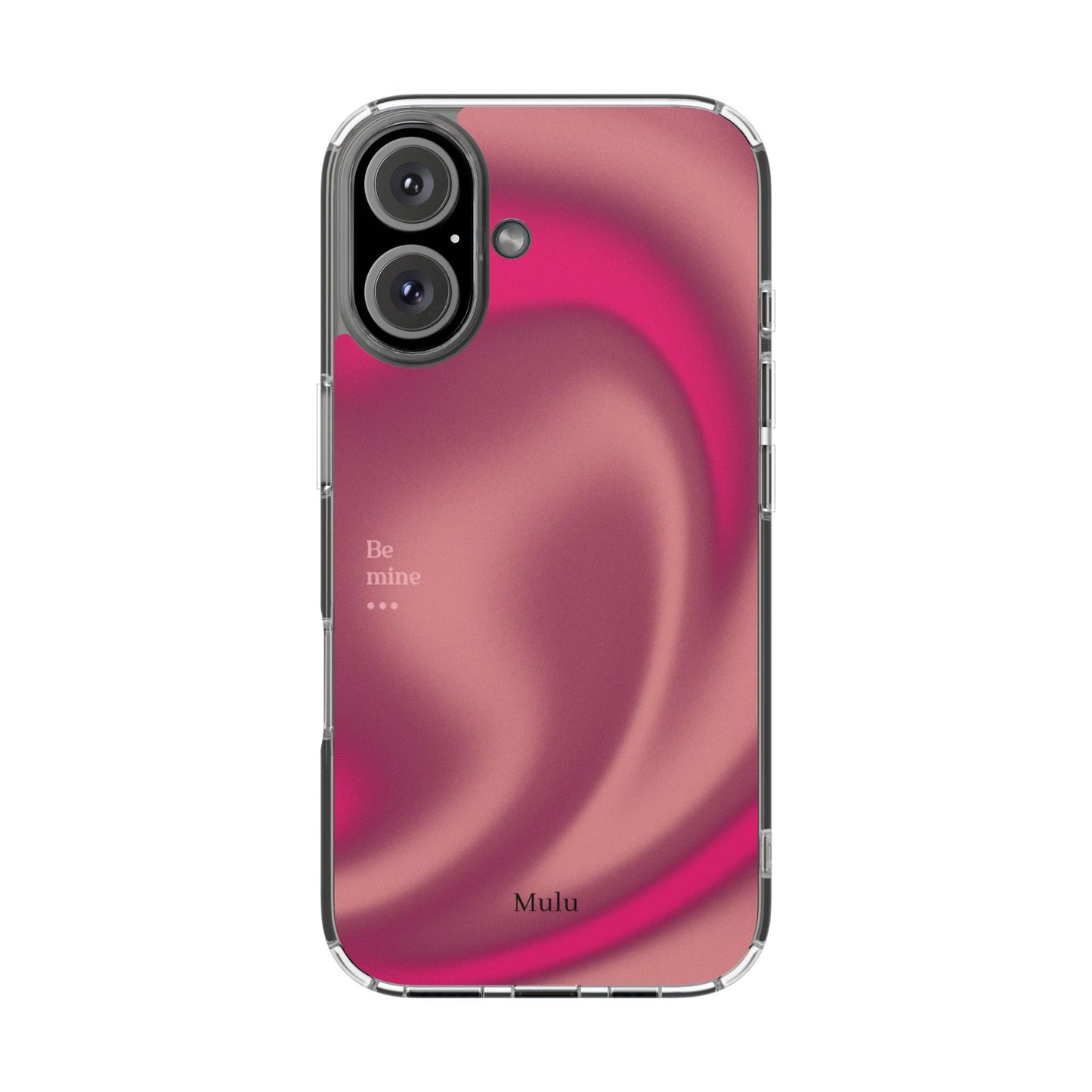 Clear Impact Phone Case — Pink Satin Swirl "Be mine" Design