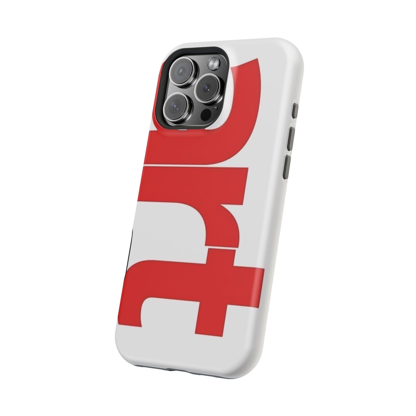 Magnetic Impact-Resistant Phone Case — Bold Red Typographic Design