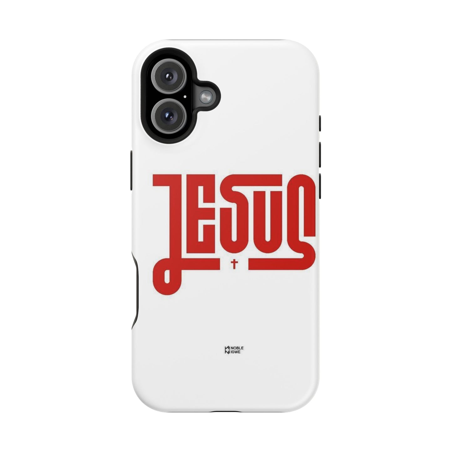 Jesus Magnetic Impact‑Resistant Phone Case — Bold Red Script Christian iPhone Cover