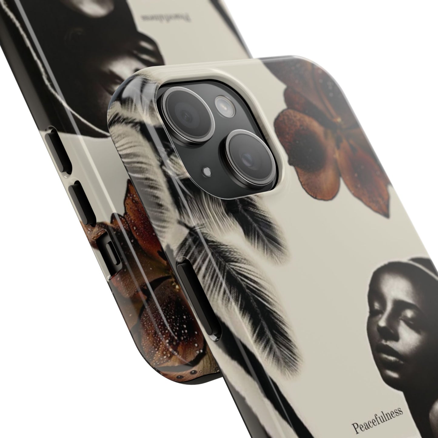 Tough Phone Case — "Peacefulness" Artistic Black Woman Floral Design