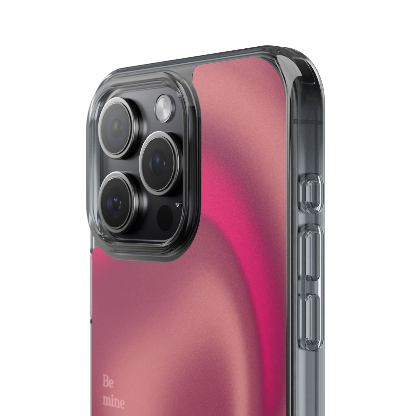 Clear Impact Phone Case — Pink Satin Swirl "Be mine" Design
