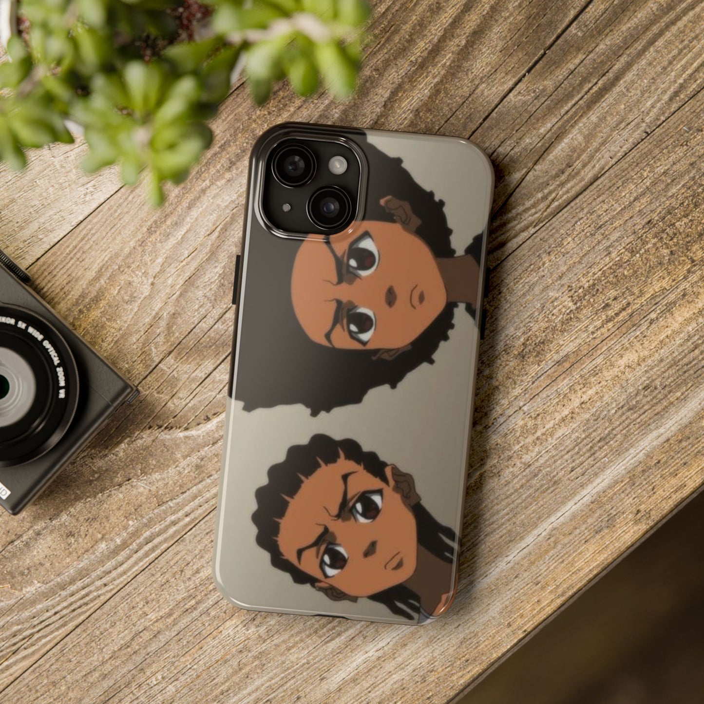 Tough Phone Case — Afro Anime Duo Face Design, Protective Shockproof Cover