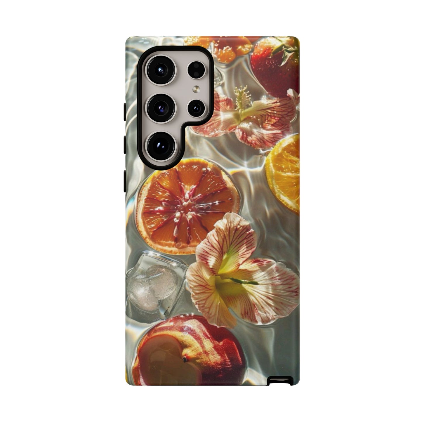 Citrus & Hibiscus Protective Phone Case – Summer Fruit Water Print Tough Case