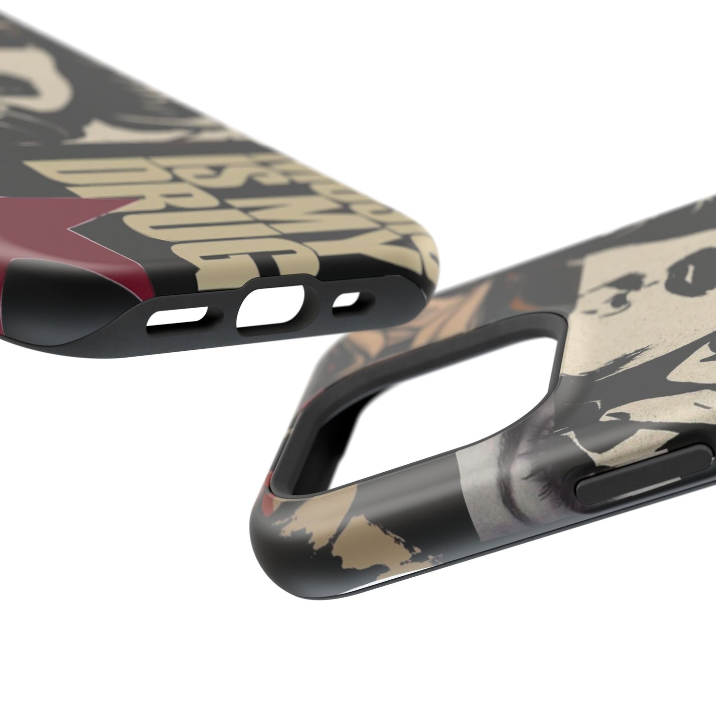Magnetic Impact Phone Case — Retro Pop Art "Music Is My Drug" Design