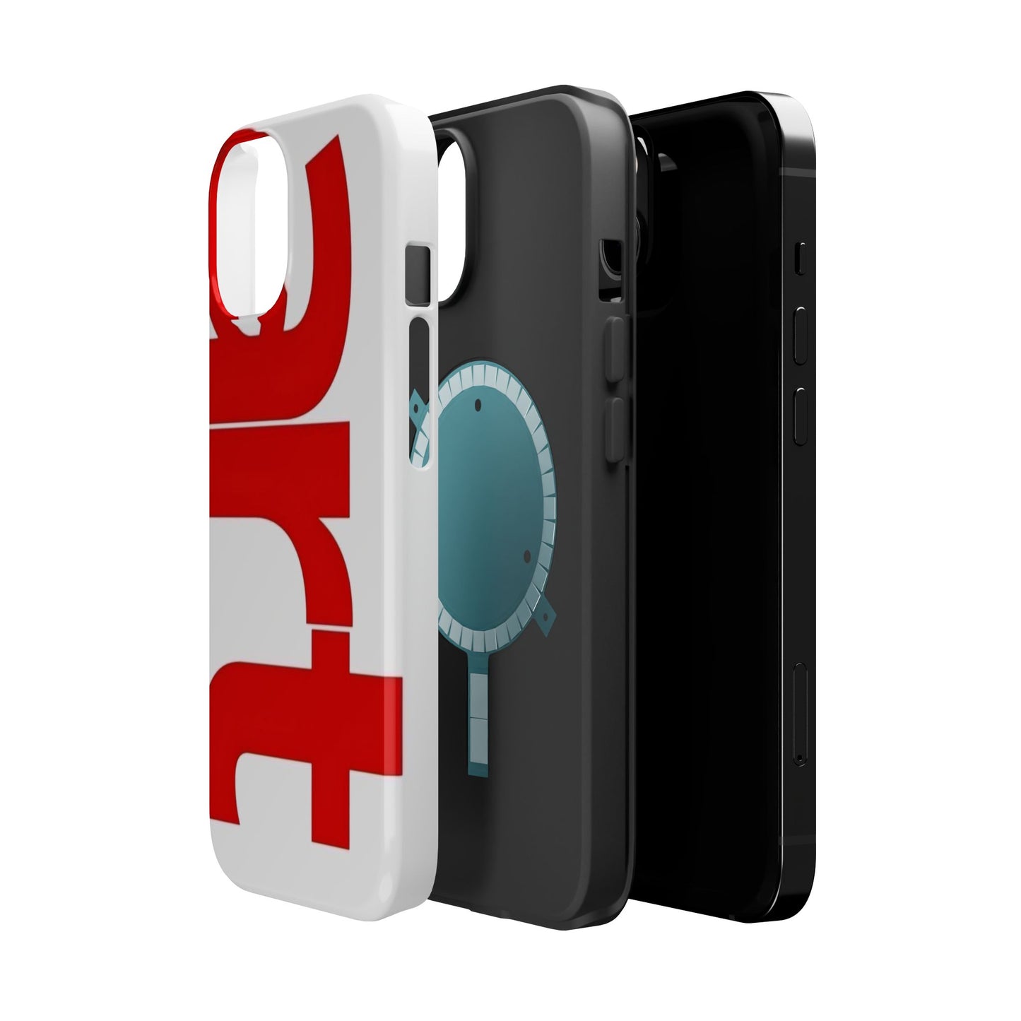 Magnetic Impact-Resistant Phone Case — Bold Red Typographic Design