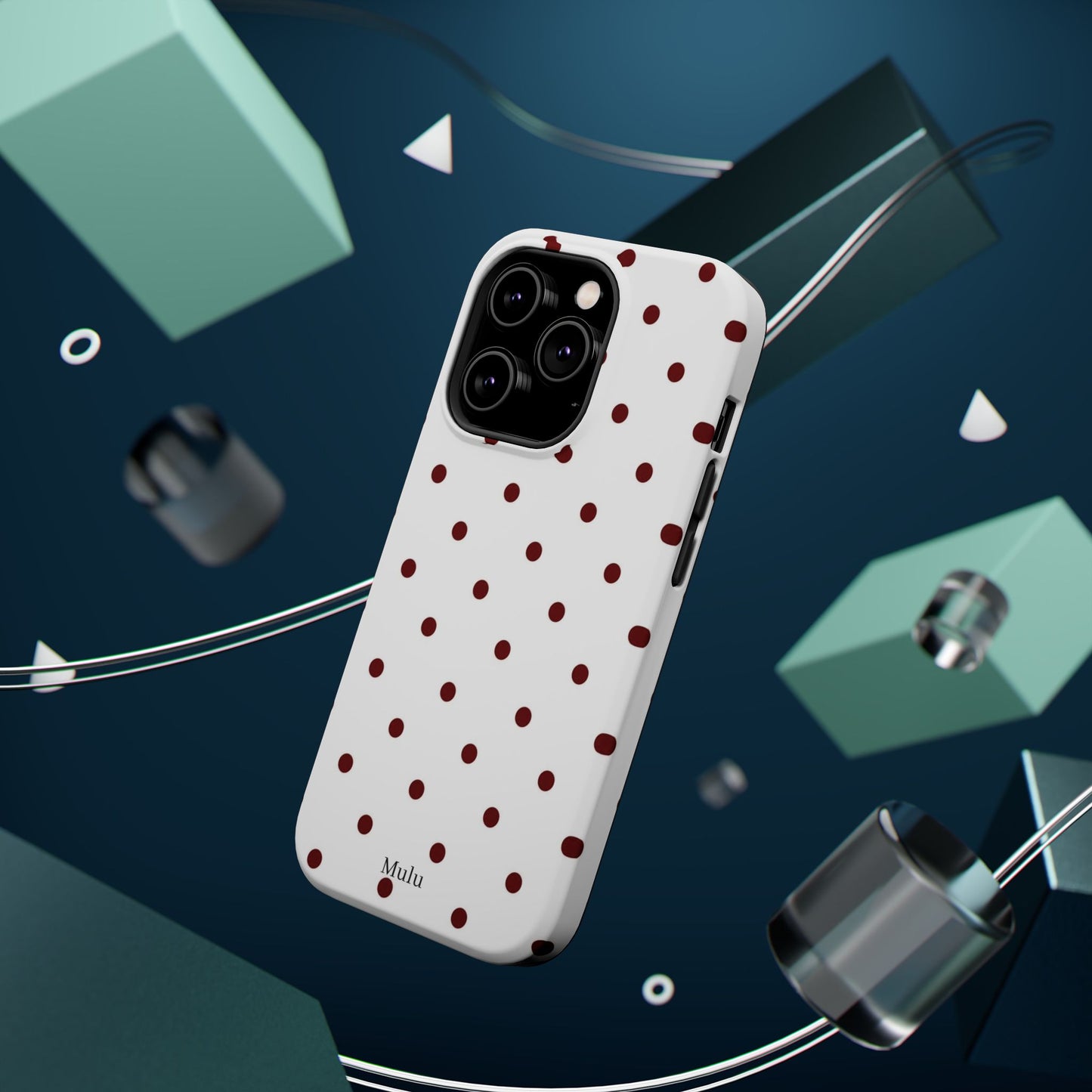 Polka Dot Magnetic Impact-Resistant Phone Case — Red Dots on White