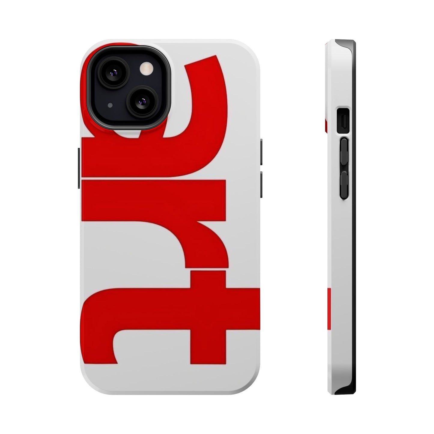 Magnetic Impact-Resistant Phone Case — Bold Red Typographic Design
