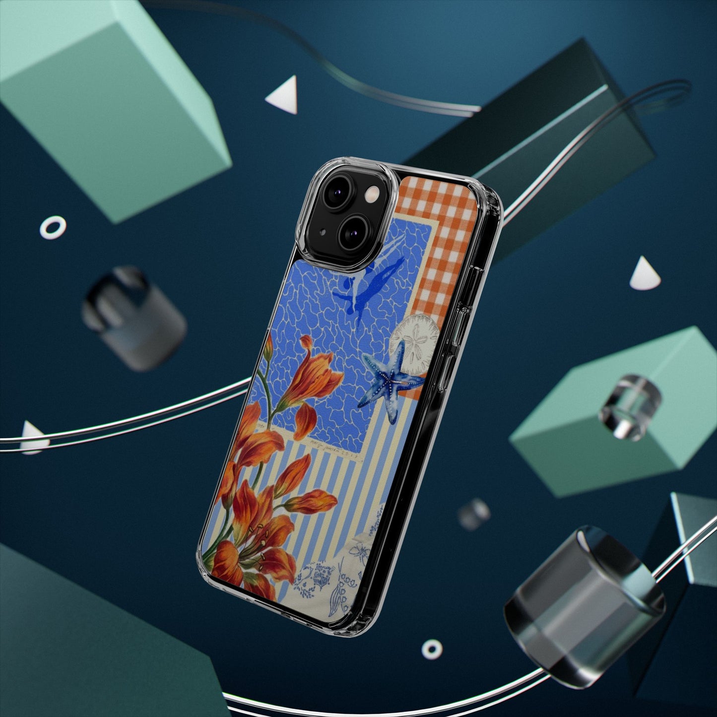 Floral Patchwork Clear Impact-Resistant Phone Case