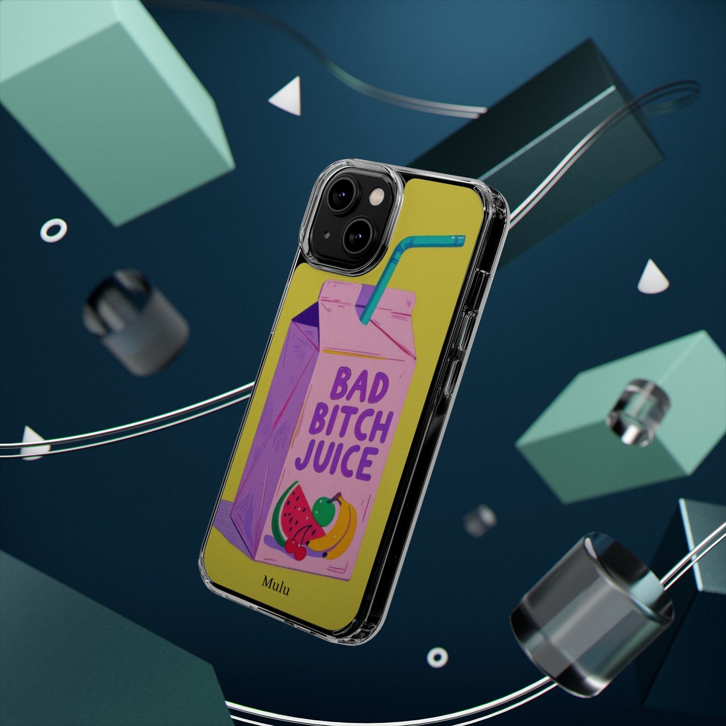 Clear Impact-Resistant Phone Case — "Bad Bitch Juice" Cartoon Juice Box Design