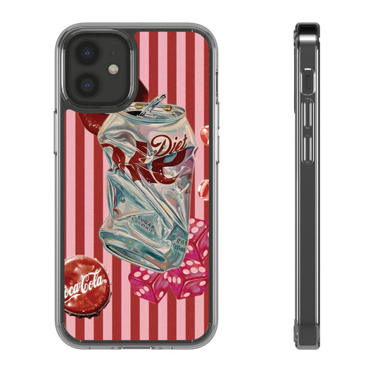 Diet Cola Crush Clear Phone Case – Retro Soda Pop Design