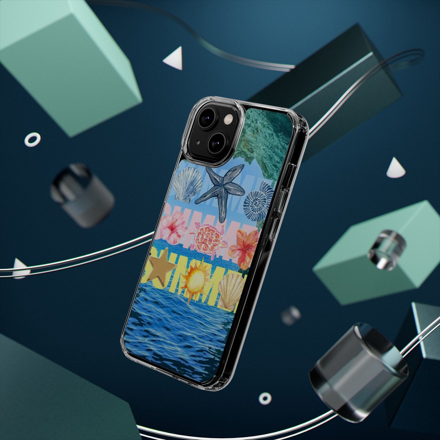 Clear Summer Beach Phone Case — Impact‑Resistant Tropical Design