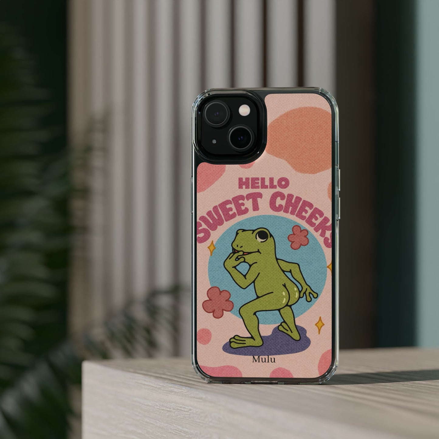 Clear Impact Phone Case — "Hello Sweet Cheeks" Retro Frog Design