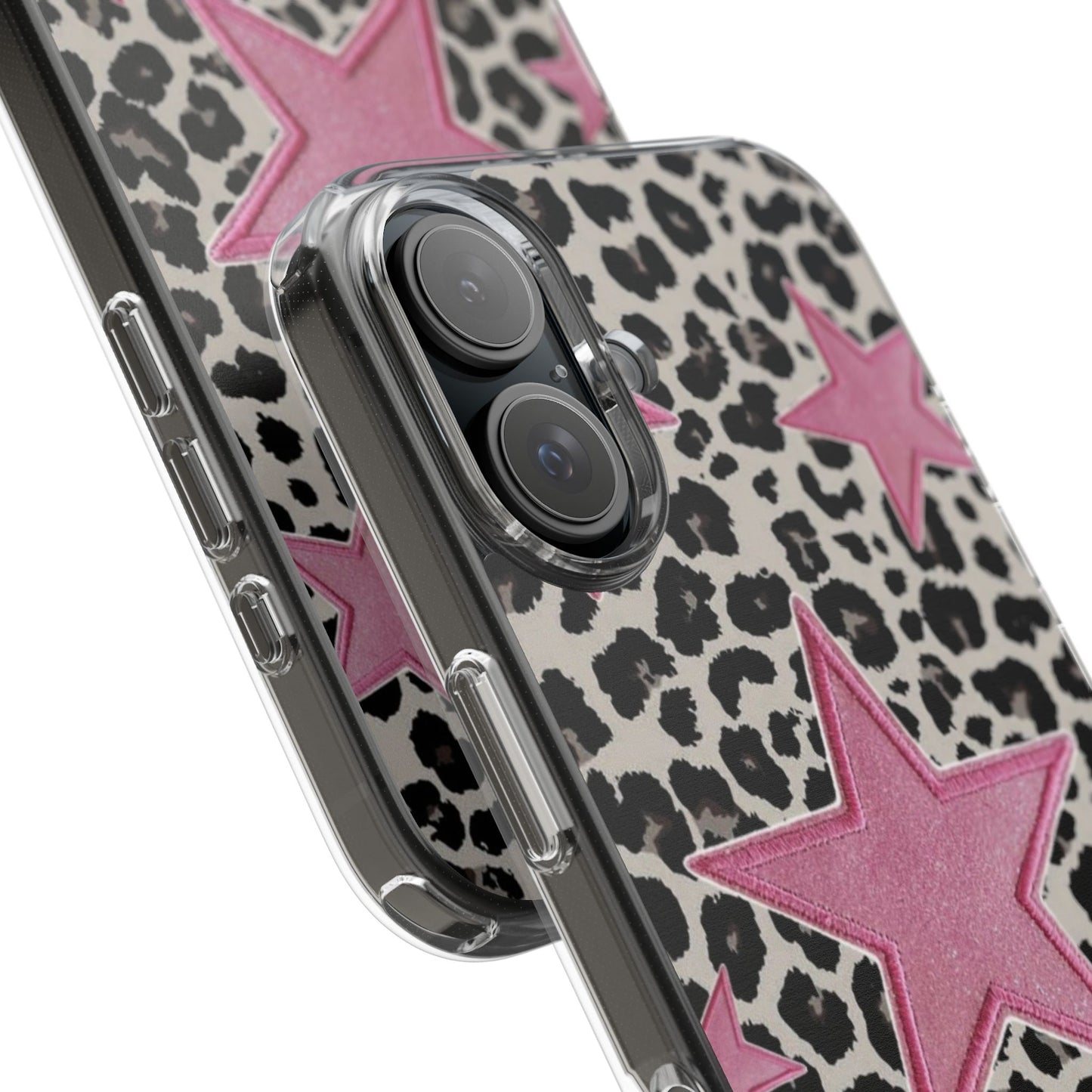 Pink Star Leopard Clear Impact Phone Case