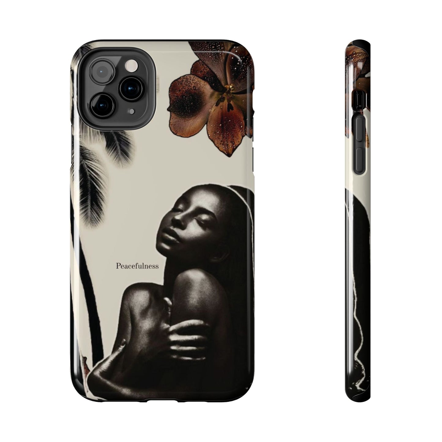 Tough Phone Case — "Peacefulness" Artistic Black Woman Floral Design