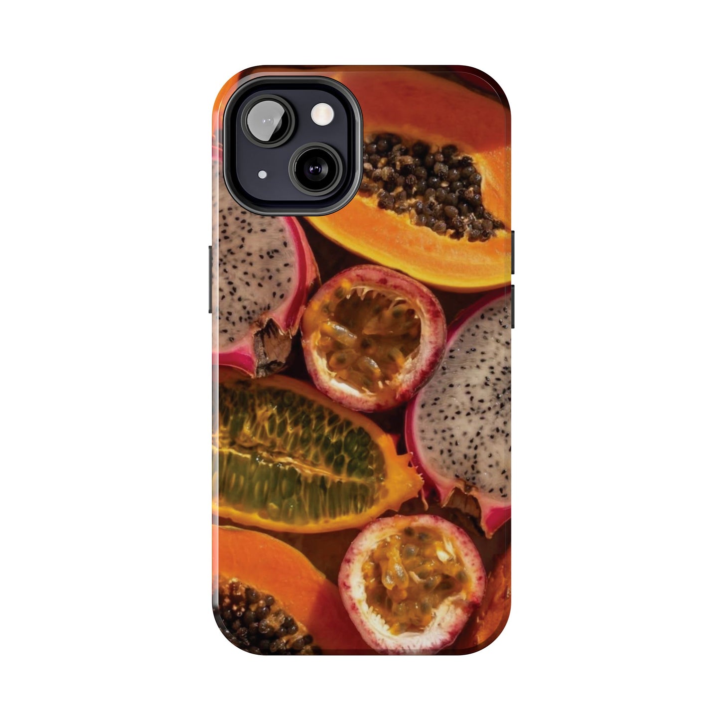 Tropical Fruit Tough Phone Case — Papaya & Dragon Fruit Design