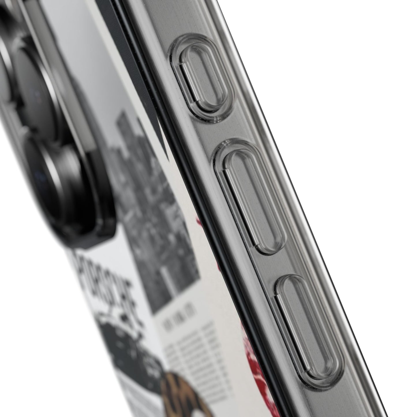 Clear Impact-Resistant Phone Case — Collage Luxury Leopard & Vintage Car Design
