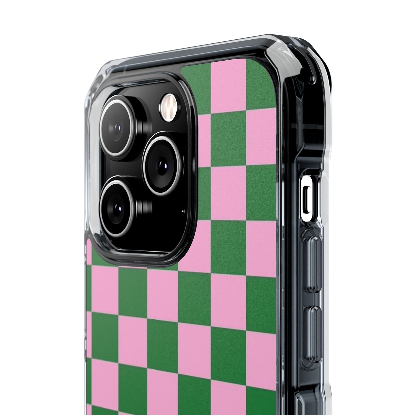 Pink & Green Checkerboard Magnetic Clear Phone Case