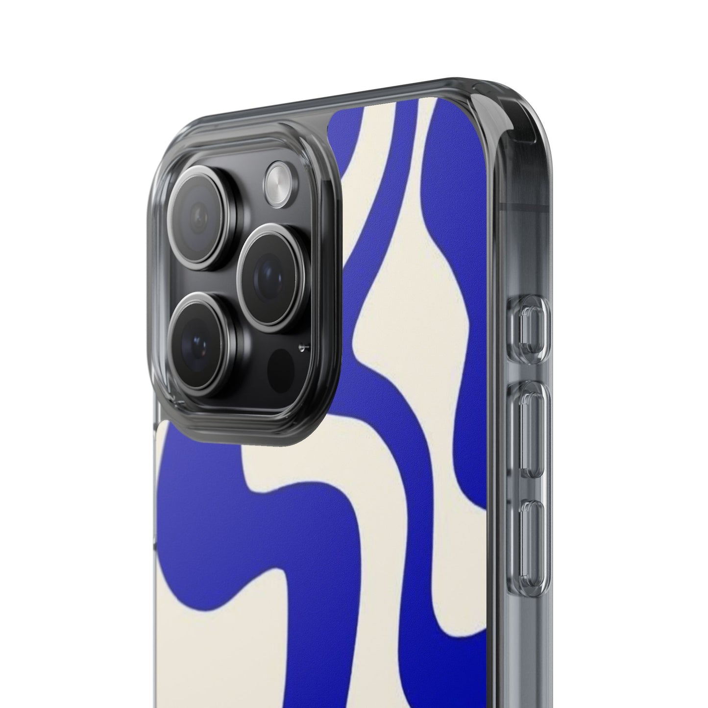 Clear Impact-Resistant Case — Blue Abstract Wavy Pattern
