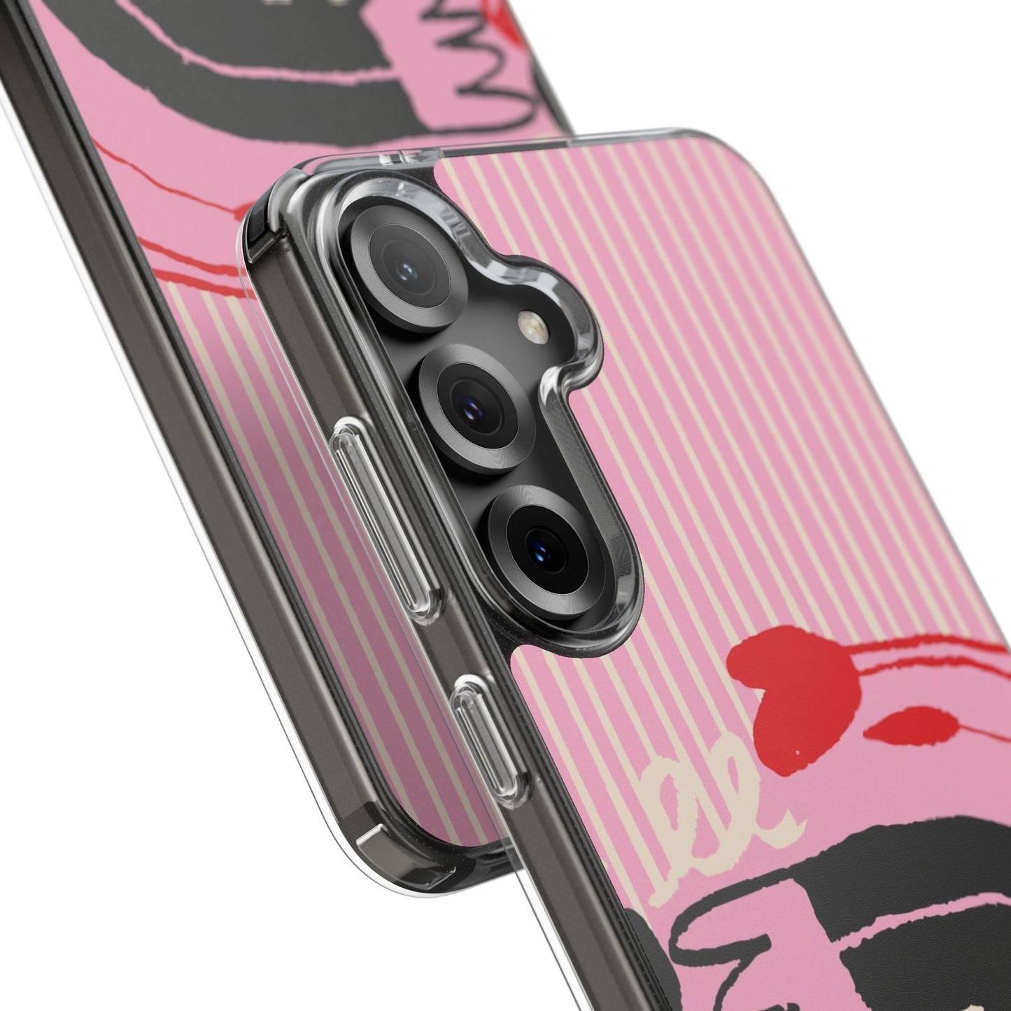 Clear Impact-Resistant Case — Pink Cute Heart Cartoon Design