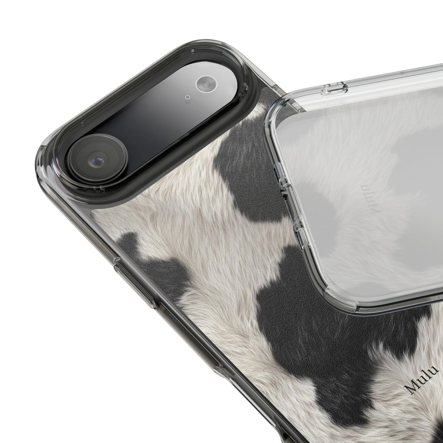 Cow Print Clear Impact Phone Case — Faux Fur Black & White Protection