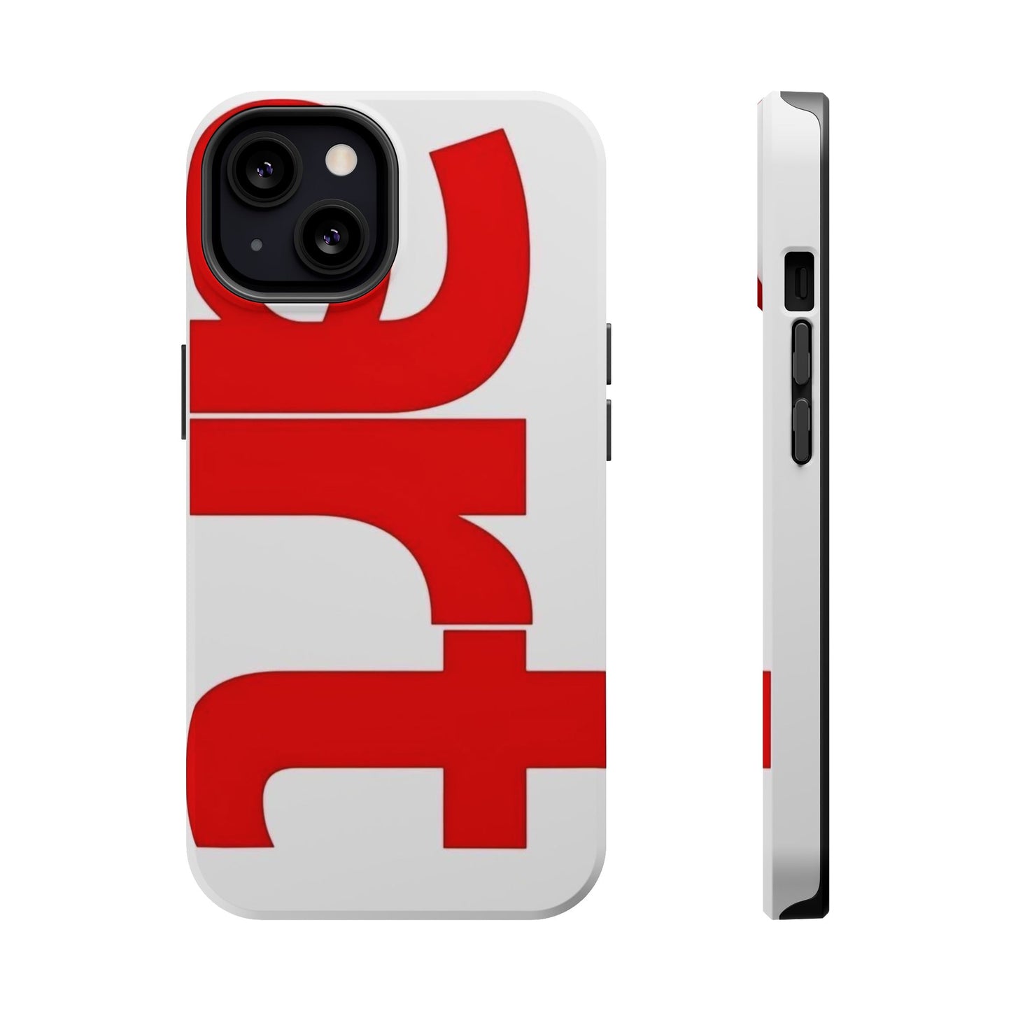 Magnetic Impact-Resistant Phone Case — Bold Red Typographic Design