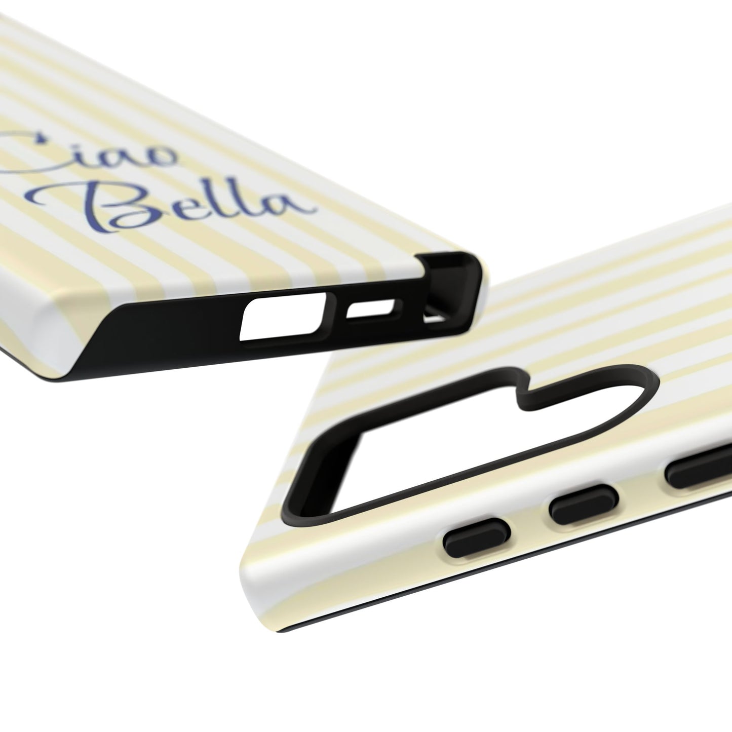 Ciao Bella Phone Case – Striped Elegant Italian Script Protective Cover