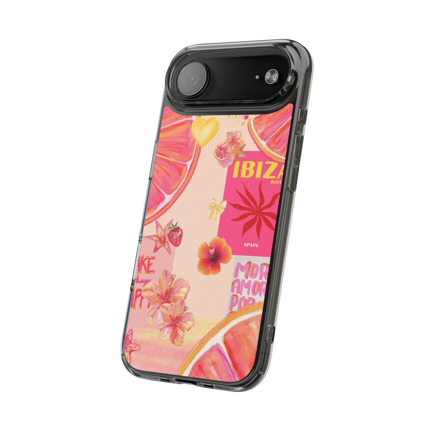 Clear Impact Phone Case — Pink Ibiza Citrus Floral Design