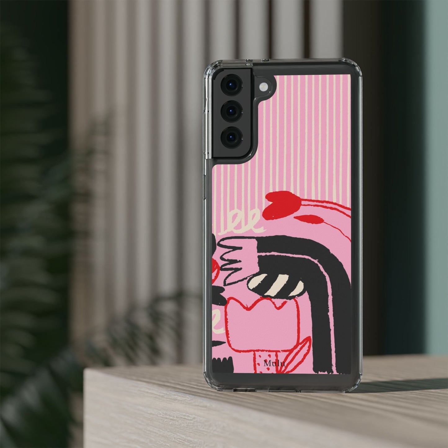 Clear Impact-Resistant Case — Pink Cute Heart Cartoon Design