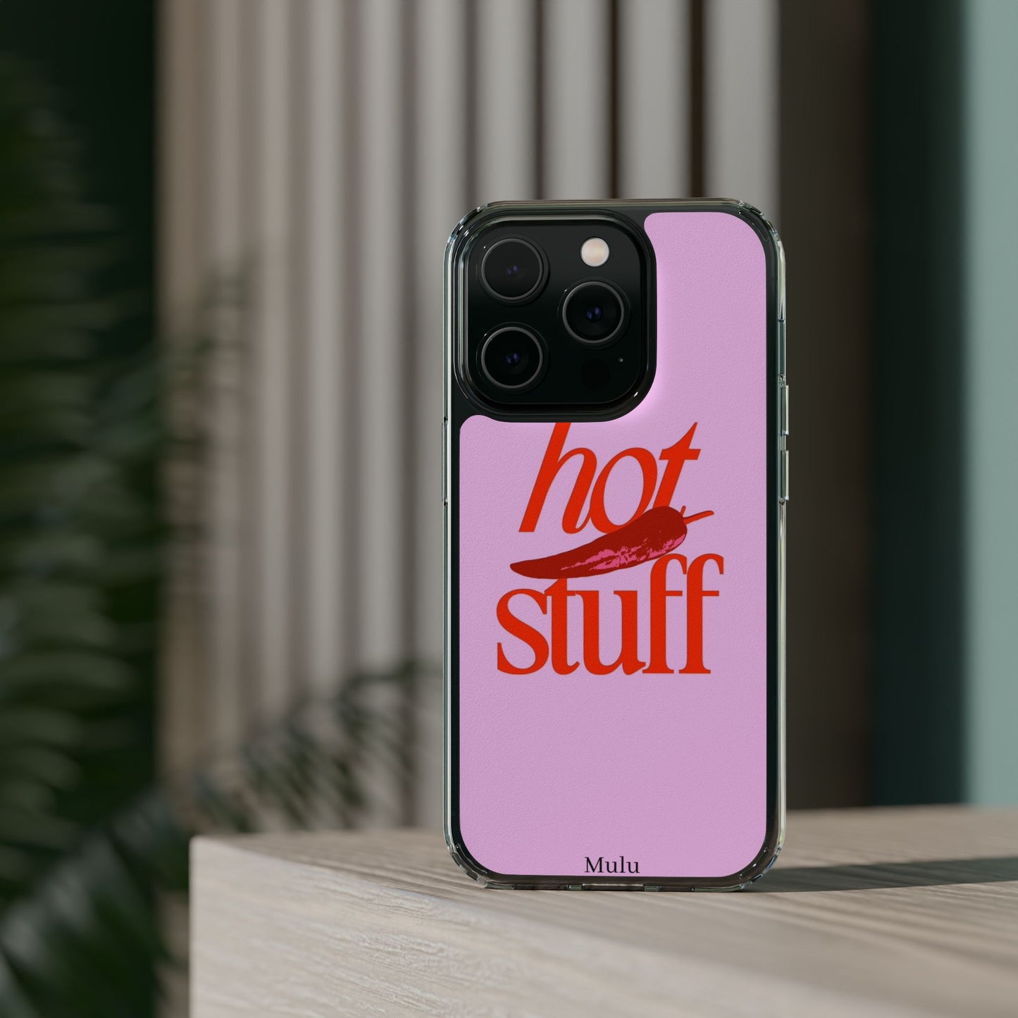 Hot Stuff Clear Impact Phone Case — Pink Retro Typography iPhone Cover
