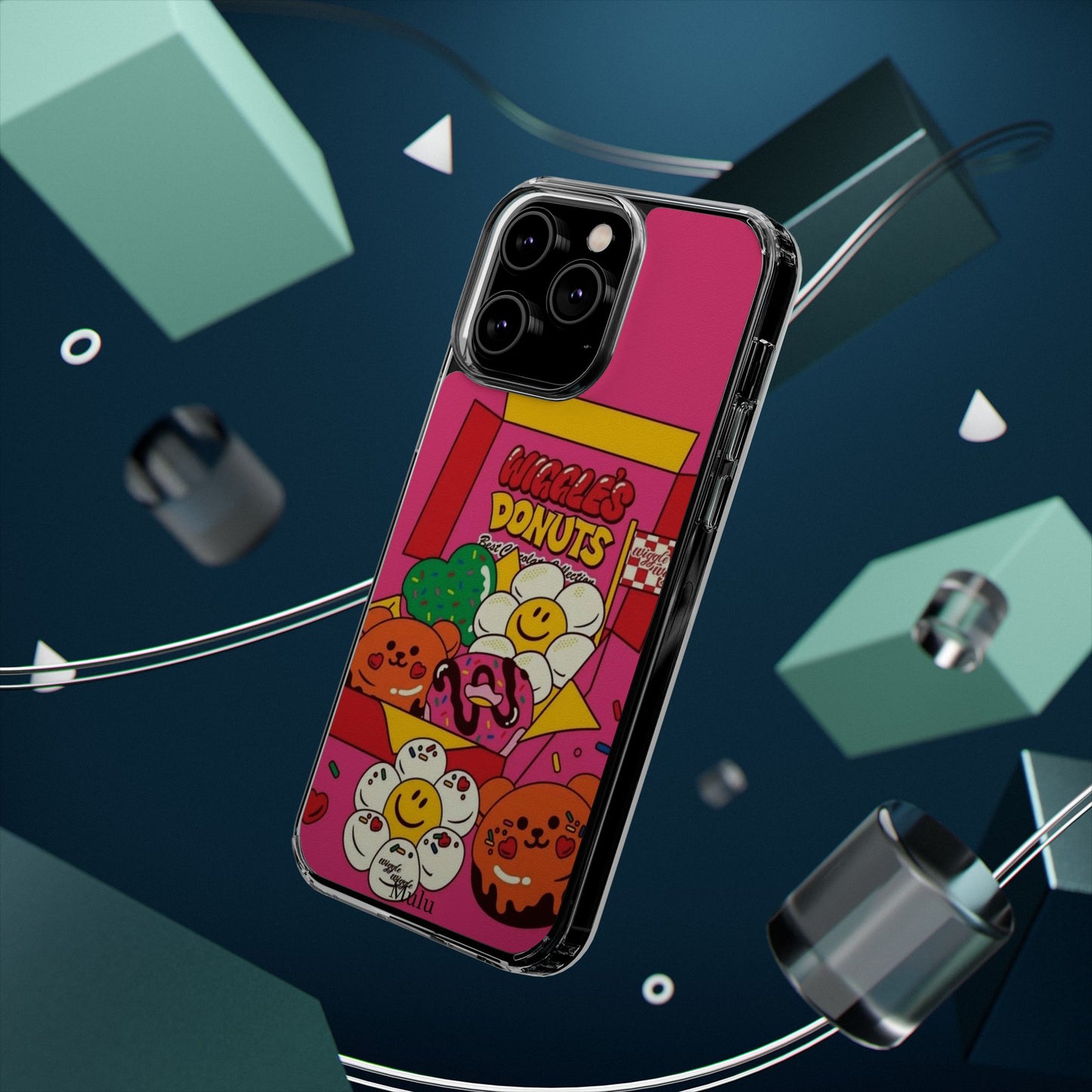 Donut Box Cute Phone Case — Clear Impact‑Resistant iPhone Cover with Smiling Donuts