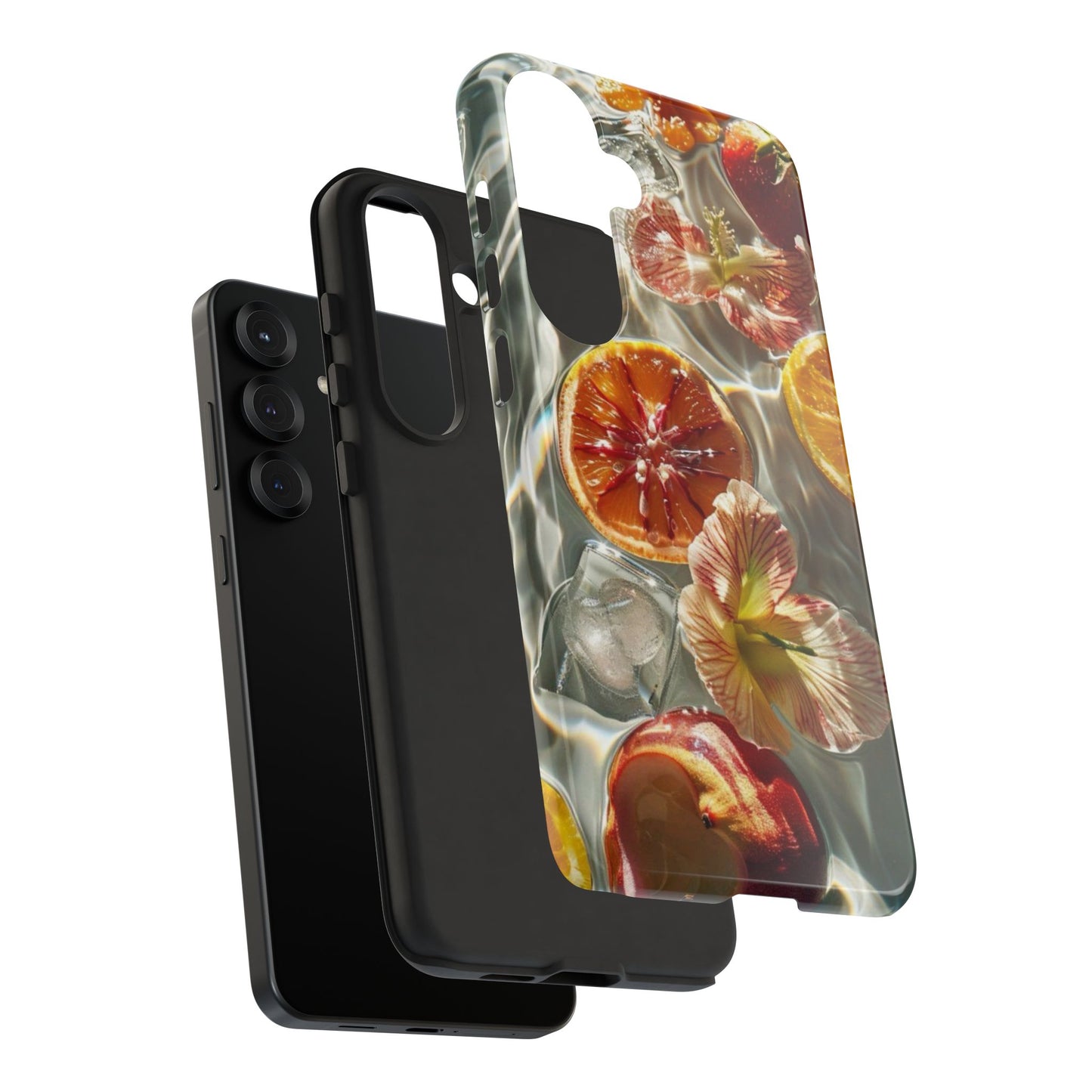 Citrus & Hibiscus Protective Phone Case – Summer Fruit Water Print Tough Case